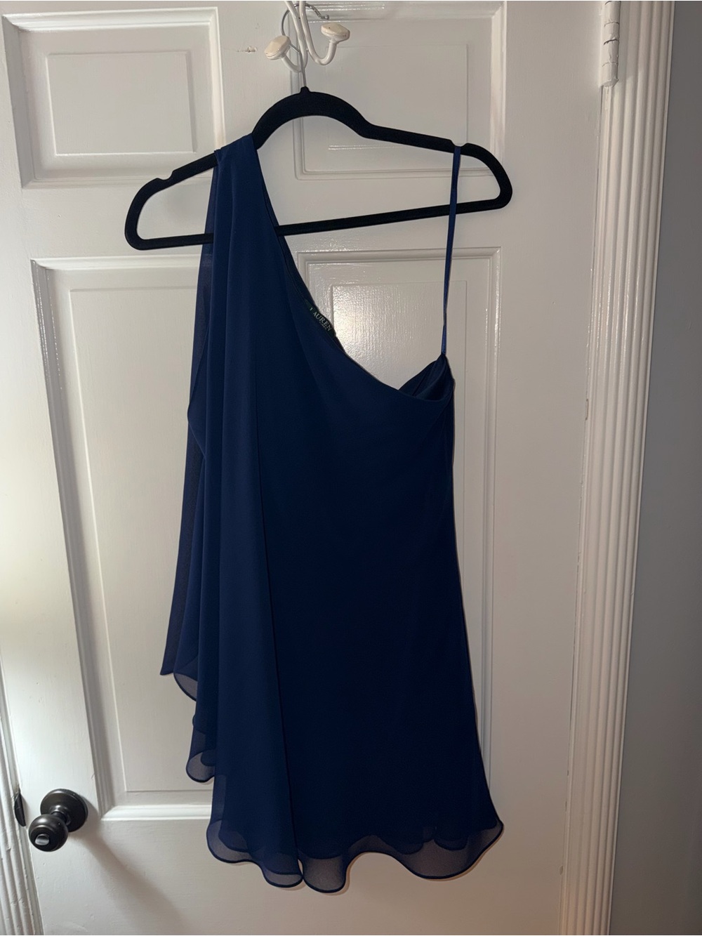 Ralph Lauren One-Shoulder Navy Cocktail Dress